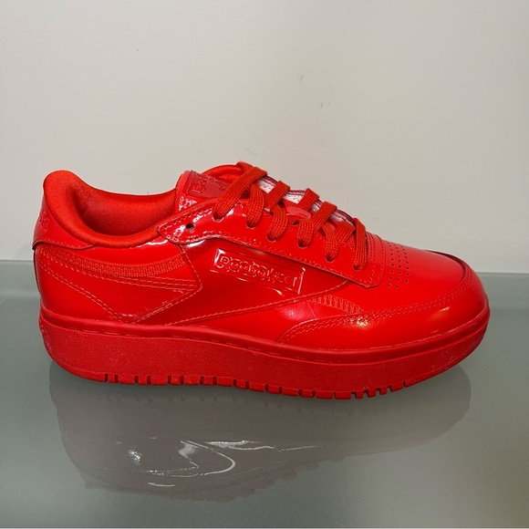 Reebok Cardi B Coated Club C Double Low Top Womens Shoes Triple Red Sz 7 FZ5219 - Picture 1 of 9